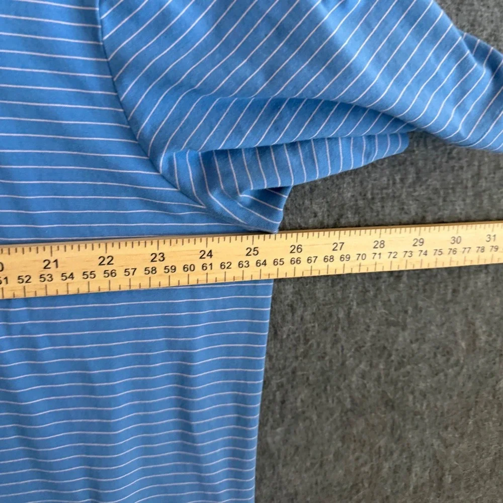 Polo Golf Ralph Lauren Mens XL Blue White Striped Stretch Lisle Pocket Shirt